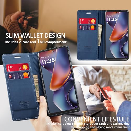 Moto G Power 2025/G Power 2026 Wallet Case with [RFID Blocking],Blue | Card Holder, Kickstand, Magnetic, Soft Leather Flip Case Wallet for Moto G Power 2025/G Power 2026 - color: Blue, size: Moto G Power 2025/2026 6.8"