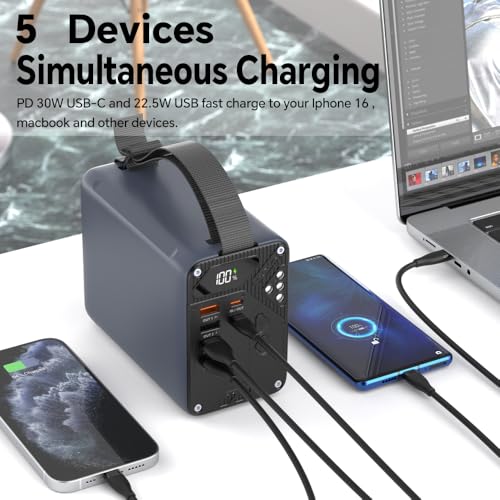 80000mAh High Capacity PD 30W Power Bank Fast Charging 22.5W Portable USB C Battery Packs with 5 Outputs & LCD Display Battery Bank for iPhone, Samsung, iPad ,Macbook & Outdoors Camping (GREY) - color: GREY