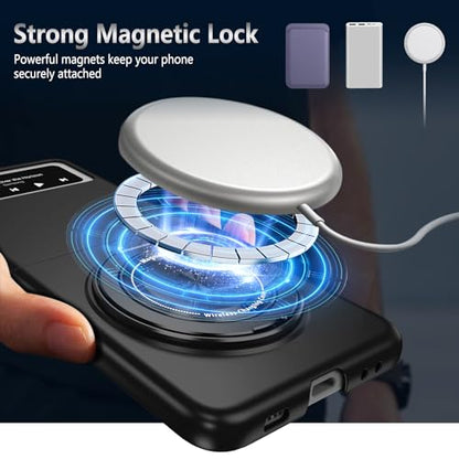 Magnetic Case for Samsung Galaxy Z Flip 3, [Compatible with MagSafe] Military Grade Shockproof Slim fit Samsung Z Flip 3 Phone Case with Magnetic Ring Kickstand Black - color: Black, size: Samsung Galaxy Z Flip 3