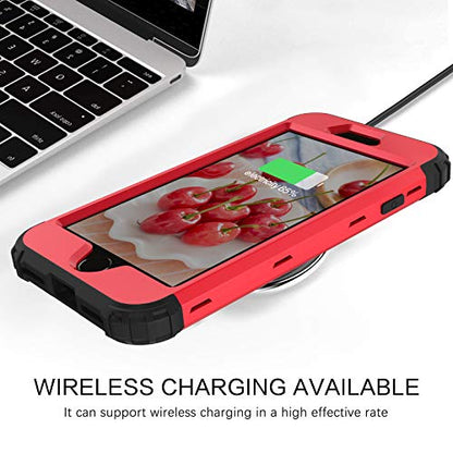 BENTOBEN for iPhone SE 2022 Case, Phone Case iPhone SE 2020, Heavy Duty 3 in 1 Full Body Rugged Shockproof Hybrid Hard PC Soft Rubber Bumper Drop Protective Girls Women Boy Men Covers, Red/Black - color: Black/Red