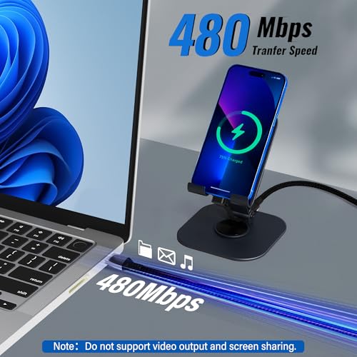Adoreen USB A to C Cable 6.6 FT with Flat 90 Degree Right Angled C Port, 60W PD Fast Charging Cord, Slim Thin Braided, 480Mbps 20V/3A for Mobile Gaming, iPhone 17/16 Pro Max, Samsung, MacBook, iPad - size: 6.6FT, style: USB-A to C