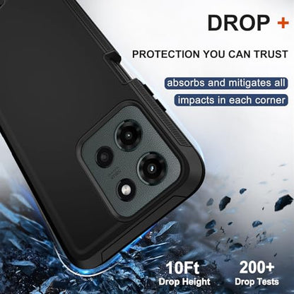 for Motorola Moto G 2026/2025 Case,Moto G Play 2026 Case,with Belt Clip Holster,2X Screen Protector,Heavy Duty Military Grade Full Body Shockproof Dust-Proof Rugged Protective Cover(Black) - color: Black