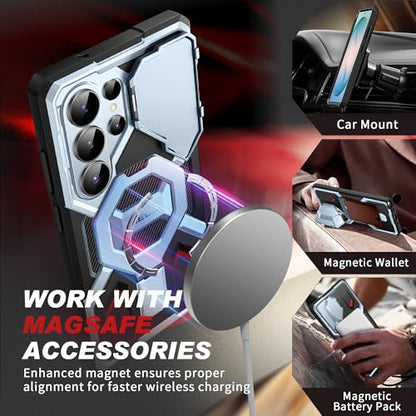 TONGATE Magnetic Stand for Samsung Galaxy S26 Ultra Case, Compatible with Magsafe, [Camera Cover & 2 Front Frames][Military Drop Protection]S26 Ultra Case Built-in Screen Protector & Belt Clip,SkyBlue - color: Sky Blue