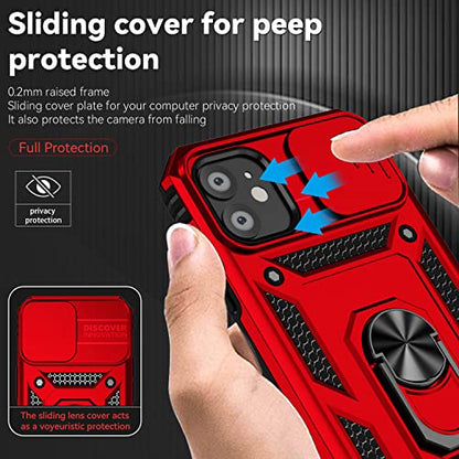 for iPhone 11 Case,with Screen Protectors and Camera Cover,[Military Grade] 16ft.Drop Tested Cover with Magnetic Kickstand Protective Case for iPhone 11 6.1 inch, Red - color: Red