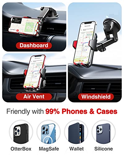 VANMASS 【85+LBS Strongest Suction & Military-Grade Ultimate Car Phone Mount - color: Red