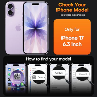 TAURI for iPhone 17 Case, Anti-Yellowing with Screen Protector, Military-Grade Protection Shockproof Slim Phone Case for iPhone 17, Pink - color: E-Pink