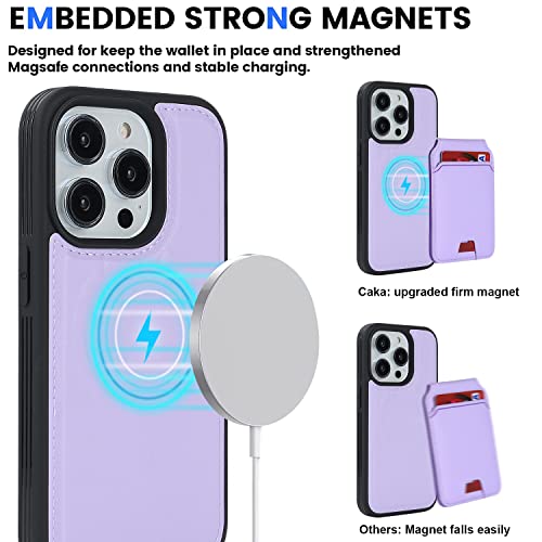iCoverCase Wallet Case for iPhone 13 Pro Max/12 Pro Max Compatible with MagSafe, Magnetic Detachable Card Slots Holder PU Leather Kickstand Wireless Charging Case 6.7 Inch (Clove Purple) - color: Clove Purple