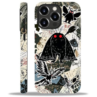 Case for iPhone 14 Pro, Dual Layer Phone Cover, Mothman Collage | Shockproof Hybrid Phone Case, Soft TPU and Hard PC, Durable Anti-Scratch Protection - color: Mothman Collage, size: Iphone 14 Pro