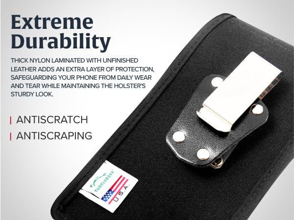 Turtleback Belt Clip for iPhone 16 Pro Max, 15 Pro Max, 14 Pro Max -Medium- Fits w/Shockproof Commuter Style Cases - Premium Black Nylon, Vertical Belt Holder Magnetic Closure, HD Rotating Clip - color: Vertical - Nylon w/ HD Clip, size: Medium