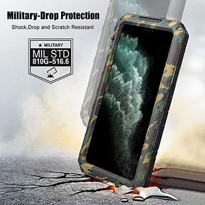 Beasyjoy for iPhone 11 Pro Max Case Waterproof Metal Case Heavy Duty Built-in Screen Full Body Protective Shockproof Military Grade Camo - color: Camo, size: iPhone 11 Pro Max