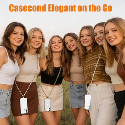 Crossbody Phone Strap Detachable Cell Phone Lanyard Chain Shoulder Neck with Wrist Strap Charm Finger Grip 3 Patches Tether Anti Theft Universal for iPhone 17 16 Pro Max 15 14 13 Samsung Gold - color: Y-gold