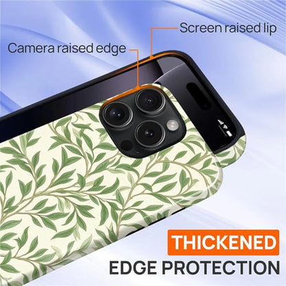 Case for iPhone 16 Pro, Shockproof Hybrid Protective Phone Case, Dual-Layer Drop Protection Anti-Scratch, Green Leaves - color: Green Leaves, size: iPhone 16 Pro