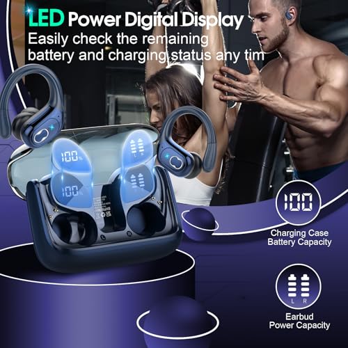 Aptkdoe Wireless Earbuds 75H Bluetooth 5.4 Sport Headphones with Earhooks - color: Royal Blue