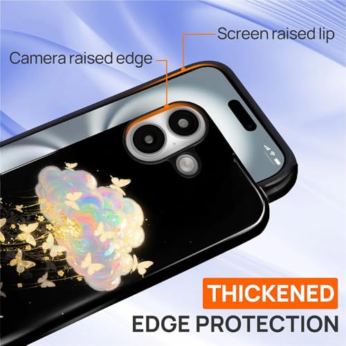 Case for iPhone 16, Shockproof Hybrid Protective Phone Case, Dual-Layer Drop Protection Anti-Scratch, Butterfly Cloud - color: Butterfly Cloud, size: iPhone 16