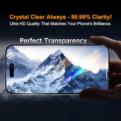 OneFish for iPhone 15 Pro Max Tempered Glass Screen Protector, Auto Dust-Elimination Installation, Easy Installation, Dynamic Island Compatible, Bubble Free, HD Clear - size: iPhone 15 Promax - HD Clear