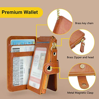M-Plateau Phone Wallet with ID Window and Adhesive Sticker | Card Holder for Phone case Stick on Attachable Credit Card Holder for Phone (Compatible with Most Smartphones) - color: Brown