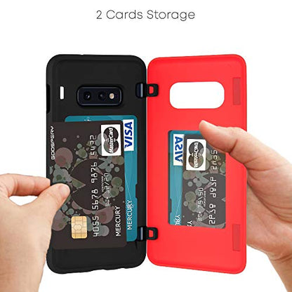 GOOSPERY Magnetic Door Bumper Compatible with Galaxy S10e, Card Holder Wallet Case Easy Magnet Auto Closing Protective Dual Layer Sturdy Phone Back Cover - Red - color: Red, size: Galaxy S10E