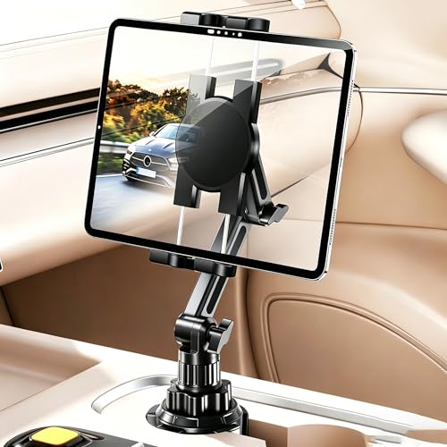 Tablet Holder for Car, Adjustable ipad car mount with Depth Large Clamp - style: Cup Tablet holder