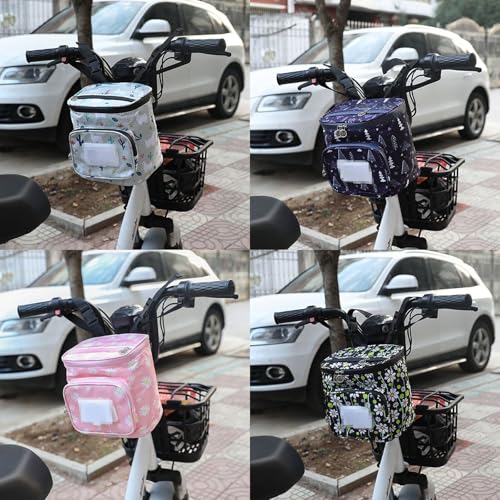 Bike Handlebar Bag - Waterproof Pouch with Phone Touch Screen Pocket, Dark Blue, 8.3"x7.5"/ 21x19 cm - color: Dark Blue