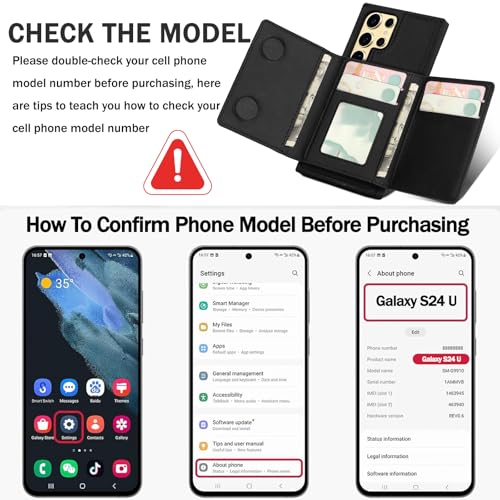 for Samsung Galaxy S24 Ultra Wallet Case, 2-in-1 Detachable Magnetic Wallet Case, Card Holder RFID Blocking, Fashionable Faux Leather Card Slot & Folding Design (Black) - color: Black, size: Samsung Galaxy S24 Ultra