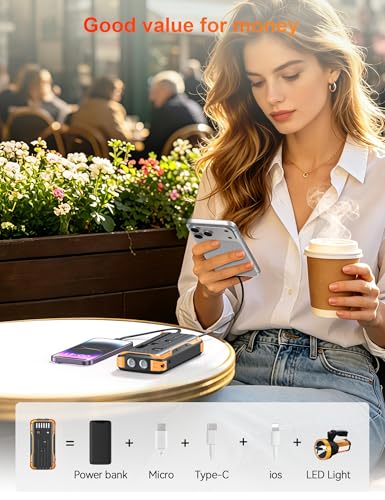 Solar Power Bank 40000mAh PD20W Fast Charging Portable Solar Charger - color: Orange