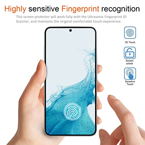 [2+2Pack] Tempered Glass Screen Protector for Samsung Galaxy S22 and Camera Lens Protector Fingerprint Unlock Full Coverage HD Clear Bubble Free 9H Compatible with Galaxy S22 6.1 inch - color: Samsung Galaxy S22 (6.1 inch)