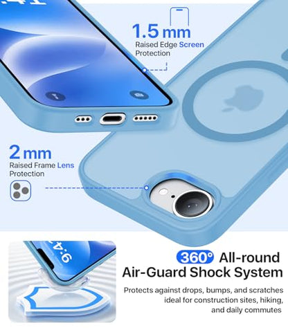 Eastinbox Magnetic iPhone 17e & 16e Case, Matte Case, Lightblue | Shockproof, Compatible with MagSafe, Military-Grade Protection, Anti-Yellowing, Phone Case for iPhone 17 e/16 e 6.1" - color: Light Blue
