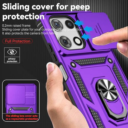 for Motorola Moto G 2025 / Moto G 2026 / Moto G Play 2026 Case, with Slide Camera Cover HD Screen Protector Ring Holder Kickstand Military Grade Protection Drop Tested Protective Phone Case (Purple) - color: Purple with camera cover Military-Grade 2nd gen