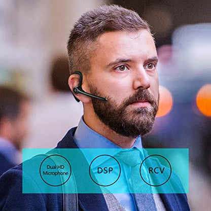 IHAO Bluetooth Earpiece Headphone Dual Noise Cancelling Mic Painless Open-Ear Handsfree Stereo Sound Left/Right Changeable Earhook Earphones for Driving/Business/Gym-Single Ear F910 Black - color: Single Ear Headphone F910 Black