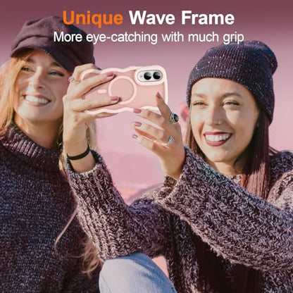 UEEBAI Magnetic for Samsung Galaxy S25 Edge Case, Compatible with MagSafe, Transparent Clear Wave Frame Design Soft Edge Cover Matte Shockproof Phone Case- Pink - color: Pink, size: Samsung Galaxy S25 Edge 5G