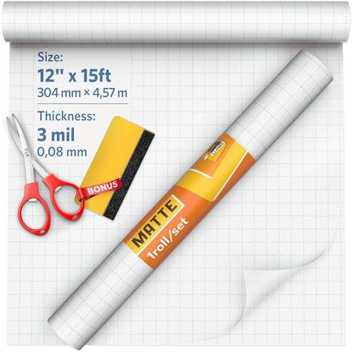 Matte Self Adhesive Laminating Roll 12” x 15ft - 3 MIL Matte Clear Laminate Vinyl Roll for Stickers