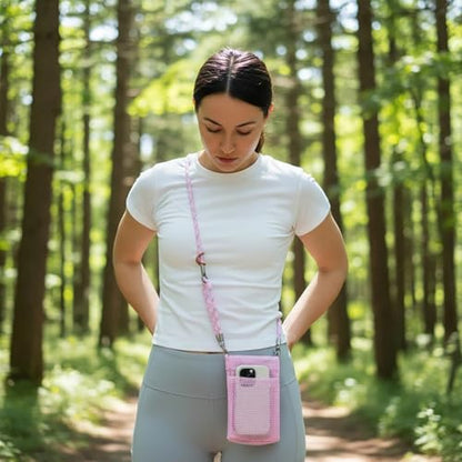 Phone Lanyard with Wallet Bag Crossbody and 2 Tether Tabs, Adjustable and Detachable Phone Strap for Phones, Multifunctional Cell Phone Neck and Hand Lanyard for Travel Essentials (Pink) - color: Pink