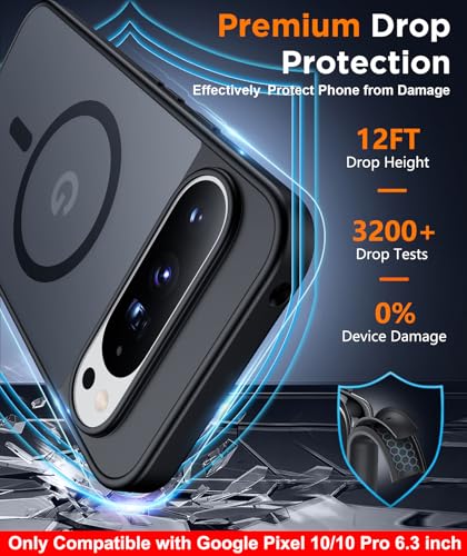 SPIDERCASE Magnetic for Google Pixel 10/Pixel 10 Pro Case, Black - color: Black, size: Pixel 10/10 Pro