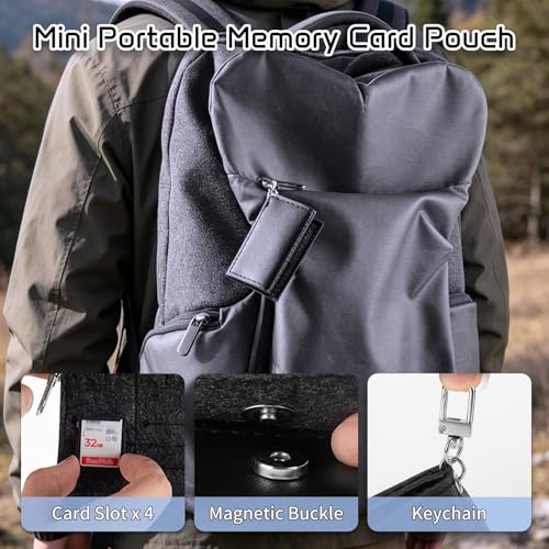 37-Slot SD Card Holder, Water-Resistant Camera Memory Card Case - color: Black