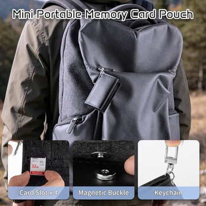 37-Slot SD Card Holder, Water-Resistant Camera Memory Card Case - color: Black