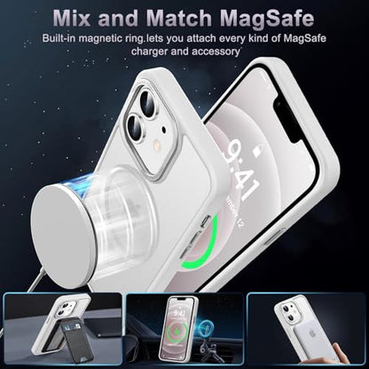 Newfuture Magnetic for iPhone 12/iPhone 12 Pro Case Matte, Frosted White | Military Drop Protection, Slim Matte Anti-Fingerprint, Compatible with Magsafe, Camera Guard, Translucent Protective Cover - color: Frosted White, size: iPhone 12/iPhone 12 Pro 6.1