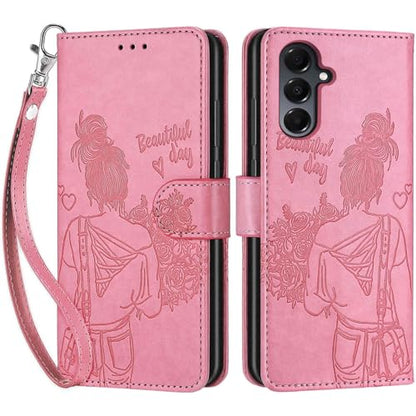 Wallet Case for Samsung Galaxy A16 5G, Pink Girl | Women Flip Folio Cover, Embossed PU Leather, Stand, Credit Card Holders Slots, Wrist Strap - color: 9