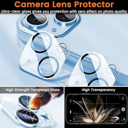 Lesakit 3+3 Pack Privacy Screen Protector for iPhone 14 6.1-Inch with 3 Pack Camera Lens Protector, Anti Spy Tempered Glass Film 9H Hardness Bubble Free Case Friendly - size: iPhone 14