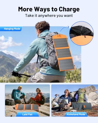 SOLUPUP Solar Panels 30W Portable Foldable Solar Charger with 5V USB-A and USB-C Fast Charging Compatible with iPhone, iPad, Samsung, Power Banks, IPX5 Waterproof Perfect for Camping, Hiking, Outdoor - size: 30W