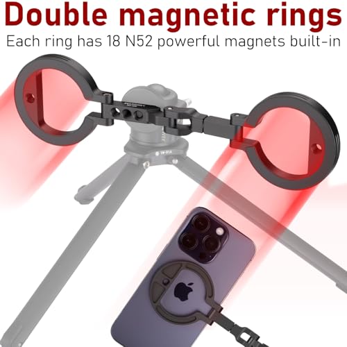 Double Magnetic Ring Phone Holder – Attach to Any Iron Surface | 1/4" Screw Hole | Compatible with iPhone 17/16/15/14/13/12 Pro Max Series & Magnetic Cases (MS-02R)