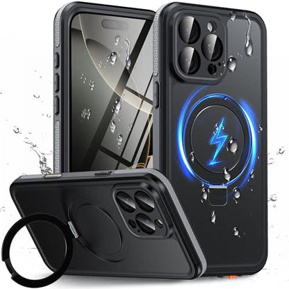 Oterkin Magnetic Stand for iPhone 16 Pro Case Waterproof IP68, Black - color: Black, size: iPhone 16 Pro 6.3''
