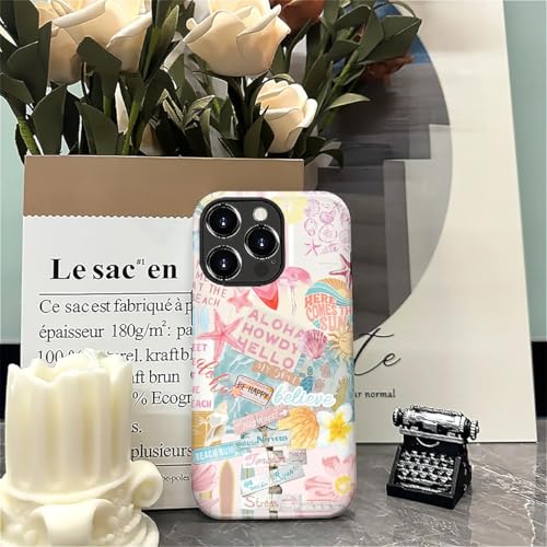 Case Compatible with iPhone 16 Pro, Cute Dual Layer Hybrid Phone Cover, Military Grade Drop Protection, Aesthetic Shockproof Phone Case for Women Girls, Pastel Pink Summer Collage - color: Pastel Pink Summer Collage, size: Iphone 16 Pro
