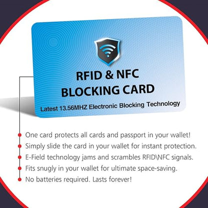SaiTech IT 5 Pack RFID Blocking Card for Credit Debit ID Card, Sky Blue | Slim Anti-Theft Contactless NFC RFID Blocker Protector, Easily Fit into Wallet and Purse, for Men & Women - color: Sky Blue