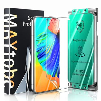 MAYtobe [2-Pack Screen Protector for Samsung Galaxy S21 Ultra Ceramic film with Installation Tray, Easy Installation, 3D Curved, Bubble Free, Anti-Scratch - size: Samsung S21 Ultra