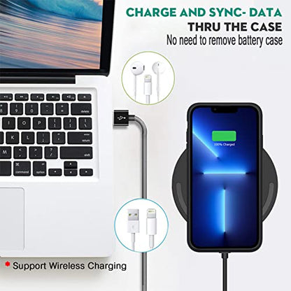 Battery Charging Case for iPhone 13 Pro Max, 12000mAh High Capacity Portable Rechargeable Battery Case Qi Wireless Charging with iPhone 13 Pro Max (6.7 inch) Extended Battery Charger Cover(Black) - size: iPhone 13 Pro Max