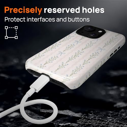 Magnetic for iPhone 14 iPhone 13 Case,[Compatible with Magsafe] Dual Layer Protective Heavy Duty Shockproof Rugged Drop Protection Bumper Hybrid Case - Blue Bow Stripes - color: Blue Bow Stripes, size: iPhone 14 iPhone 13