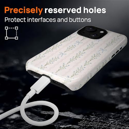 Magnetic for iPhone 14 Plus Case,[Compatible with Magsafe] Dual Layer Protective Heavy Duty Shockproof Rugged Drop Protection Bumper Hybrid Case - Blue Bow Stripes - color: Blue Bow Stripes, size: iPhone 14 Plus