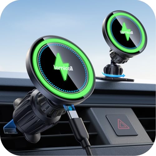 Lamicall 15W for MagSafe Car Mount Charger Vent Dashboard 360° for iPhone - color: Black