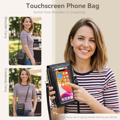 Touchscreen Phone Crossbody Bag for Women,2026 Small Anti Theft Leather Bag,Adjustable PU Leather Phone Bag - color: Green