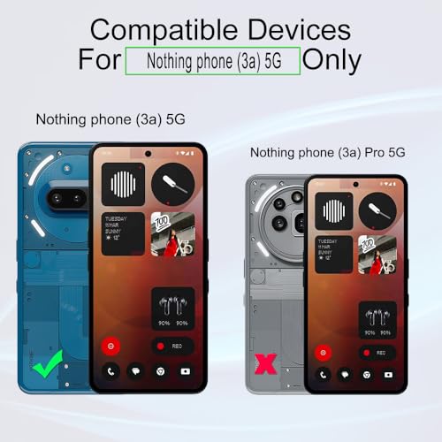 Ibywind for Nothing Phone (3a) 5G 6.77" Screen Protector(2 Pack),9H Hardness Tempered Glass,with 1Pc Camera Lens Protector,Easy to Install - size: Nothing Phone (3a)